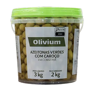 AZEITONA VERDE COM CAROÇO OLIVIUM BD 2/3KG