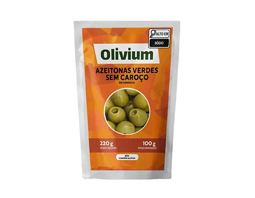 AZEITONA VERDE SEM CAROÇO OLIVIUM DP 24X 100/220G