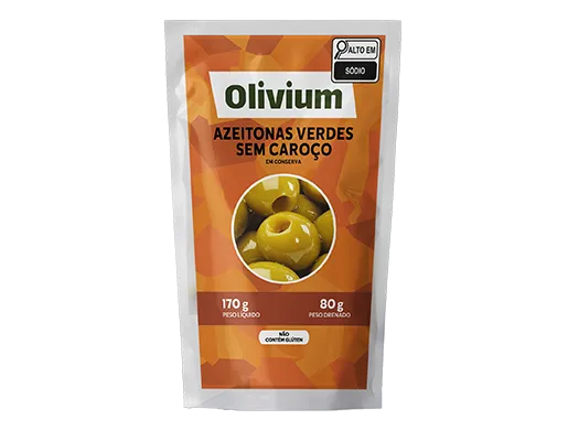 AZEITONA VERDE SEM CAROÇO OLIVIUM DP 28 X 80/170G