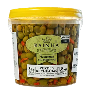AZEITONA VERDE RECHEADA QUEBRADA RAINHA BD 1,8/3KG